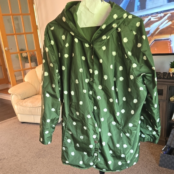 Green Polka Dot Women's Rain Jacket  ✨️ Size 2X ⭐️✨️ - Picture 8 of 11
